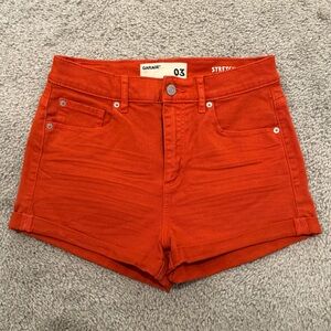 Garage Stretch Orange High Waist Cotton Shorts